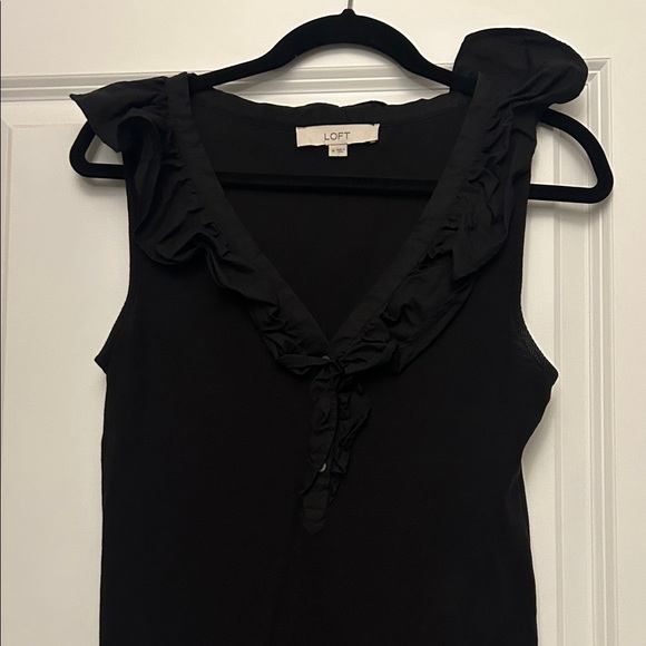 LOFT Tops - LOFT Elegant Black Ruffle V-Neck Blouse